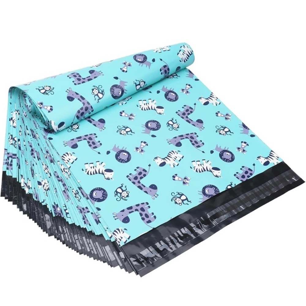 Polymailers 10 10x13 Cute Animals on Blue Background - Picture 6 of 7
